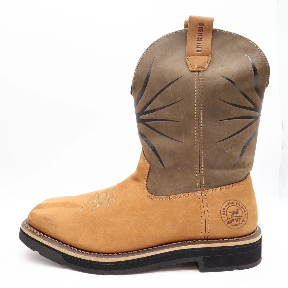 Irish Setter Walker Pull-On Work Boots Mens 12 Brown Leather Soft Toe 83937 NEW